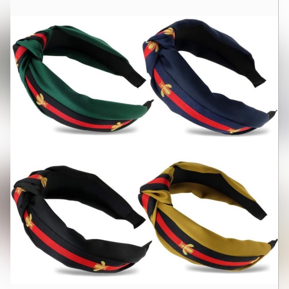 NEW Green Headband - Elegant Bee w/Heritage Stripes